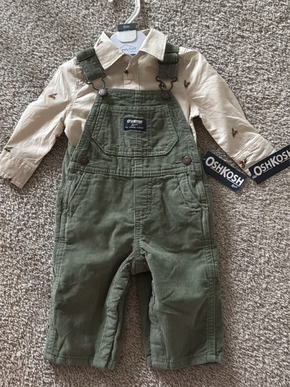 OSH KOSH baby boy overalls and shirt bundle